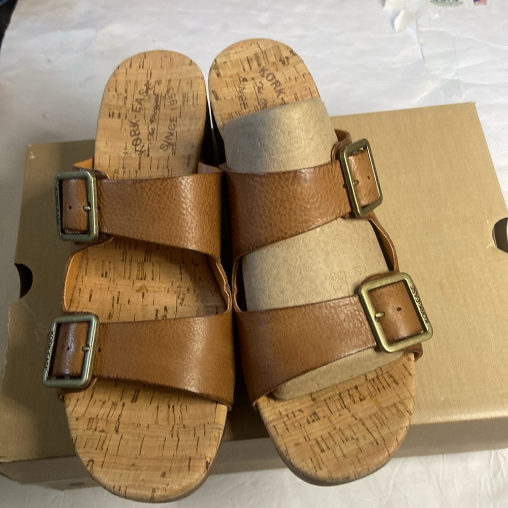 Kork Ease Saffron brown leather strap Kork insole sandals - Picture 10 of 12
